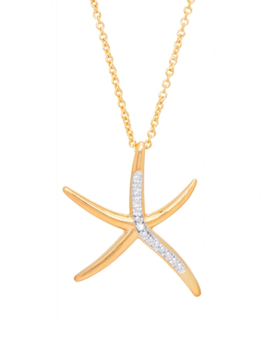 MACY'S DIAMOND ACCENT STARFISH PENDANT 18" NECKLACE IN GOLD PLATE
