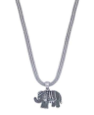 MACY'S ELEPHANT PENDANT 18" NECKLACE IN SILVER PLATE