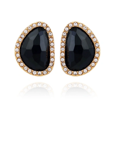 T TAHARI WOMEN'S JET BUTTON STUD EARRING