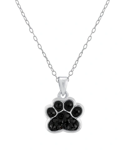 MACY'S CRYSTAL DOG PAW PENDANT 16+2" EXTENDER CHAIN IN SILVER PLATED