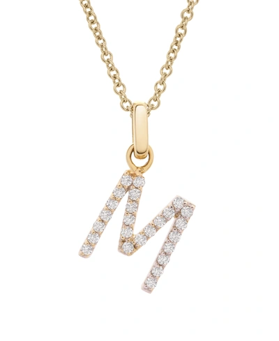 MACY'S DIAMOND INITIAL PENDANT NECKLACE (1/10 CT. T.W.) IN 14K GOLD, 17" + 1" EXTENDER