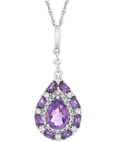 MACY'S MULTI-GEMSTONE TEARDROP 18" PENDANT NECKLACE (1 CT. T.W.) IN STERLING SILVER