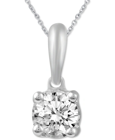 MACY'S DIAMOND SOLITAIRE 18" PENDANT NECKLACE (1/5 CT. T.W.) IN 14K WHITE, YELLOW OR ROSE GOLD