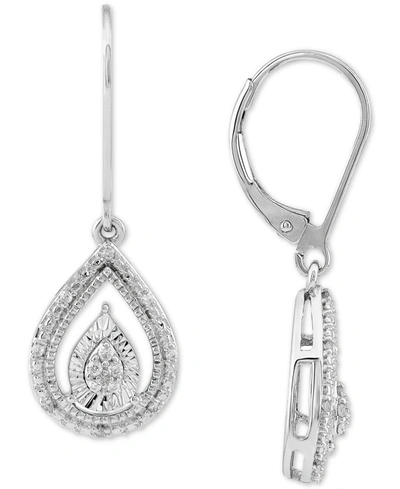 MACY'S DIAMOND TEARDROP LEVERBACK DROP EARRINGS (1/10 CT. T.W.) IN STERLING SILVER