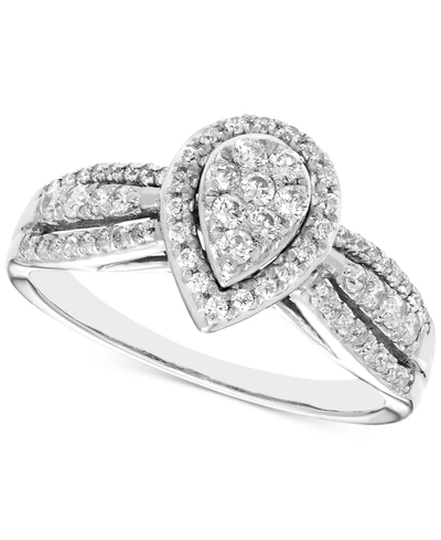 MACY'S DIAMOND TEARDROP CLUSTER RING (1/2 CT. T.W.) IN 14K WHITE GOLD