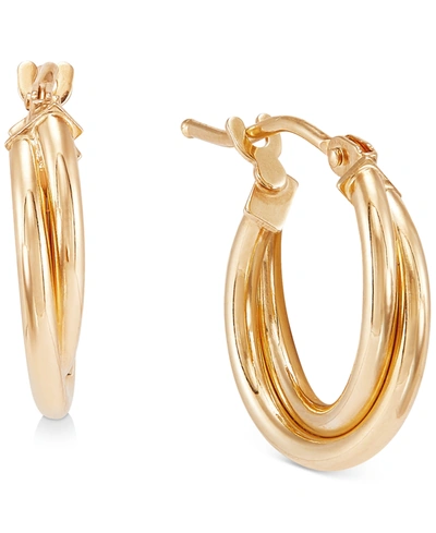 ITALIAN GOLD DOUBLE TWIST HOOP EARRINGS IN 10K GOLD (10MM)