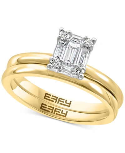 EFFY COLLECTION EFFY DIAMOND BAGUETTE CLUSTER BRIDAL SET (3/8 CT. T.W.) IN 14K WHITE GOLD AND 14K GOLD & WHITE GOLD