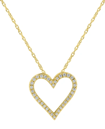 MACY'S DIAMOND HEART 18" PENDANT NECKLACE (1/10 CT. T.W.) IN STERLING SILVER OR 14K GOLD-PLATED STERLING SI