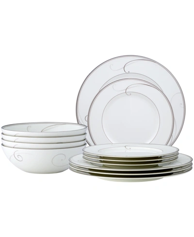 NORITAKE DINNERWARE, PLATINUM WAVE 12 PIECE SET