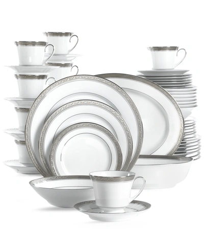 NORITAKE CRESTWOOD PLATINUM 50 PC. DINNERWARE SET, SERVICE FOR 8