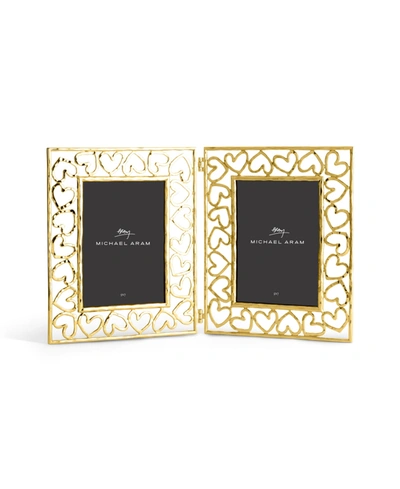 MICHAEL ARAM DOUBLE HEART FRAME GOLD 5X7