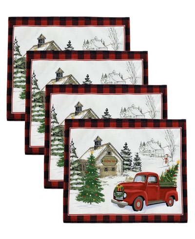 ELRENE VINTAGE CHRISTMAS TREE FARM HOLIDAY PLACEMAT, SET OF 4