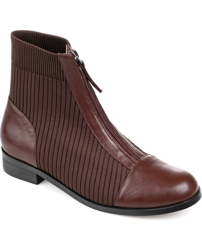 JOURNEE COLLECTION WOMEN'S BEXLIE FRONT ZIP KNIT ANKLE BOOTIES