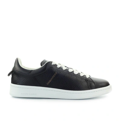 DSQUARED2 MEN'S  BLACK LEATHER SNEAKERS