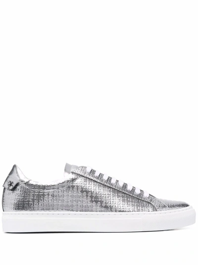 GIVENCHY MEN'S  SILVER LEATHER SNEAKERS