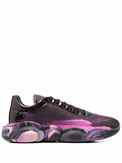 MOSCHINO MEN'S  PURPLE POLYESTER SNEAKERS