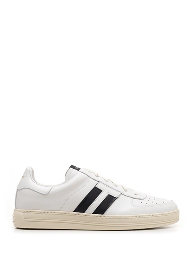 TOM FORD MEN'S  WHITE LEATHER SNEAKERS