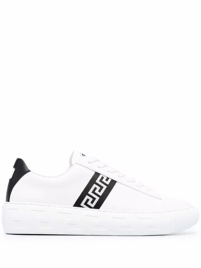 VERSACE MEN'S  WHITE LEATHER SNEAKERS