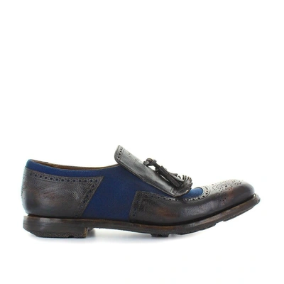 CHURCH'S MEN'S  BLUE LEATHER LOAFERS
