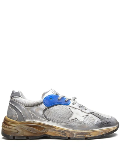 GOLDEN GOOSE MEN'S  SILVER LEATHER SNEAKERS