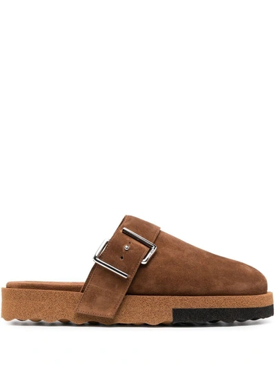 OFF-WHITE OFF WHITE MEN'S  BROWN LEATHER SANDALS
