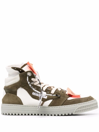 OFF-WHITE OFF WHITE MEN'S  GREEN LEATHER HI TOP SNEAKERS