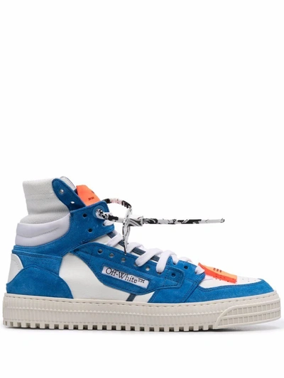 OFF-WHITE OFF WHITE MEN'S  BLUE LEATHER HI TOP SNEAKERS