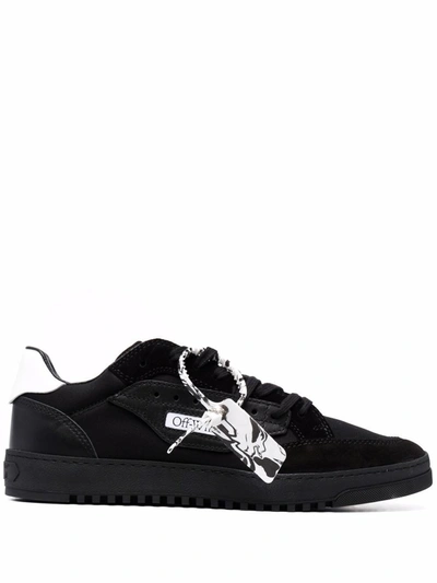 OFF-WHITE OFF WHITE MEN'S  BLACK LEATHER SNEAKERS