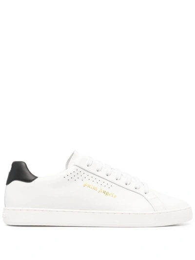 PALM ANGELS MEN'S  WHITE LEATHER SNEAKERS