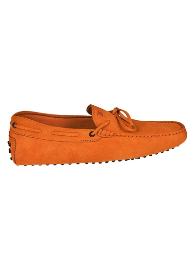 TOD'S TOD'S MEN'S  ORANGE SUEDE LOAFERS