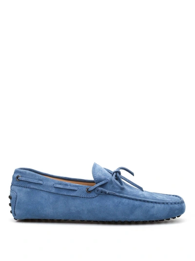 TOD'S TOD'S MEN'S  LIGHT BLUE SUEDE LOAFERS