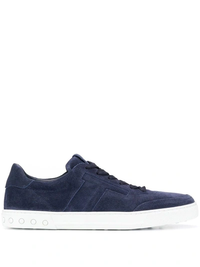 TOD'S TOD'S MEN'S  BLUE SUEDE SNEAKERS