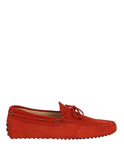TOD'S TOD'S MEN'S  RED SUEDE LOAFERS