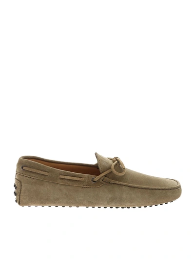 TOD'S TOD'S MEN'S  BEIGE SUEDE LOAFERS