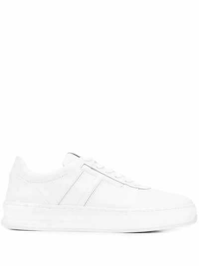 TOD'S TOD'S MEN'S  WHITE LEATHER SNEAKERS