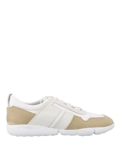 TOD'S TOD'S MEN'S  WHITE LEATHER SNEAKERS
