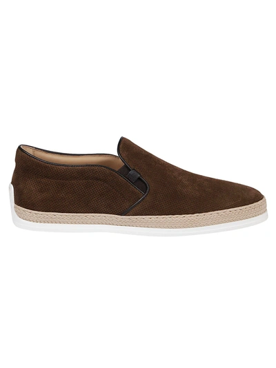 TOD'S TOD'S MEN'S  BROWN SUEDE LOAFERS