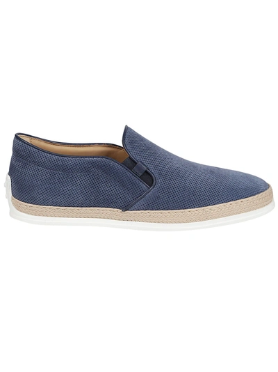 TOD'S TOD'S MEN'S  BLUE LEATHER LOAFERS