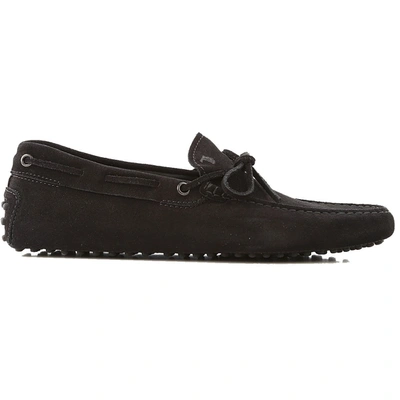 TOD'S TOD'S MEN'S  BLACK SUEDE LOAFERS