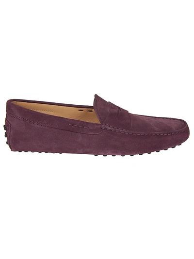 TOD'S TOD'S MEN'S  PURPLE SUEDE LOAFERS