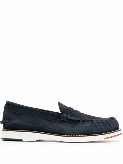 TOD'S TOD'S MEN'S  BLUE SUEDE LOAFERS