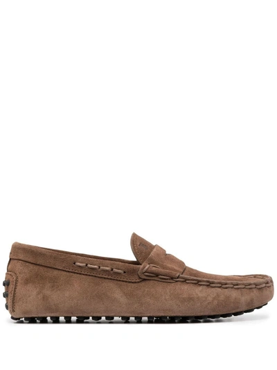 TOD'S TOD'S MEN'S  BROWN SUEDE LOAFERS