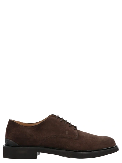 TOD'S TOD'S MEN'S  BROWN OTHER MATERIALS LACE UP SHOES