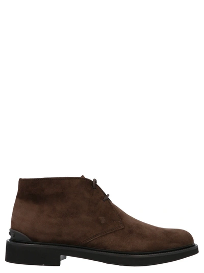 TOD'S TOD'S MEN'S  BROWN OTHER MATERIALS LACE UP SHOES