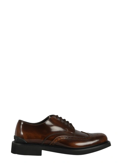 TOD'S TOD'S MEN'S  BROWN LEATHER LACE UP SHOES