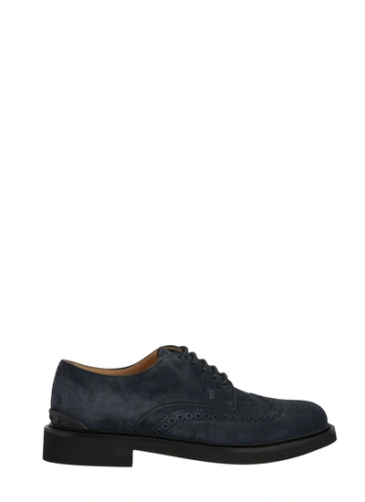 TOD'S TOD'S MEN'S  BLUE SUEDE LACE UP SHOES