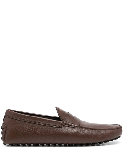 TOD'S TOD'S MEN'S  BROWN LEATHER LOAFERS