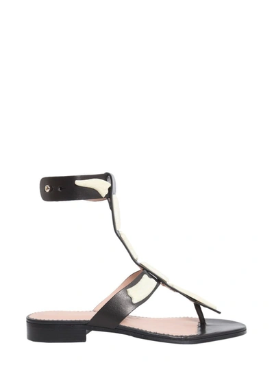 RED VALENTINO RED VALENTINO WOMEN'S  BLACK LEATHER SANDALS