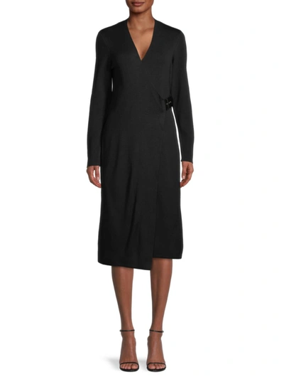 DONNA RICCO WOMEN'S V-NECK FAUX-WRAP DRESS