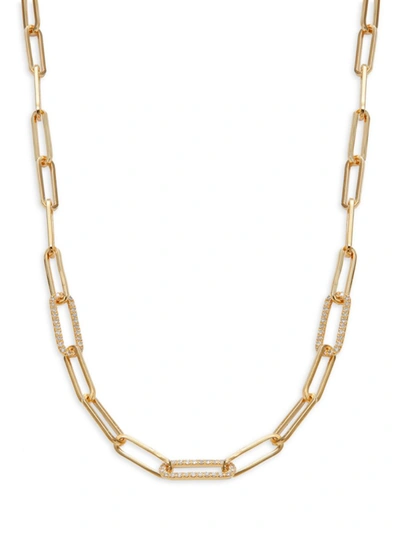 EFFY ENY EFFY ENY WOMEN'S 14K YELLOW GOLD-PLATED STERLING SILVER & 0.28 TCW DIAMOND PAPER-CLIP CHAIN NECKLACE
